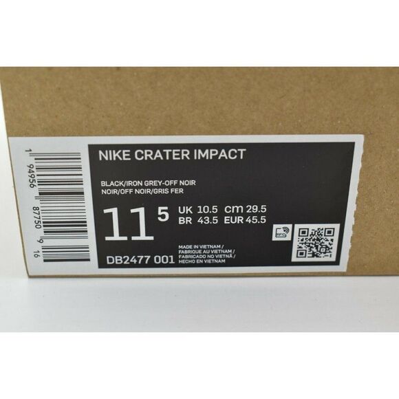 NWB Nike Mens Size 11.5 Crater Impact Black Iron Grey Sneakers Shoes DB2477 001